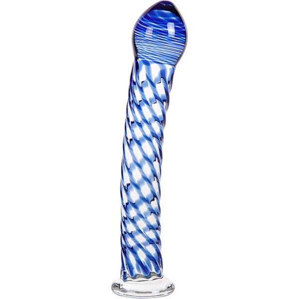 Consolador S Pleasures Crystal AQUARIUS con detalles en azul